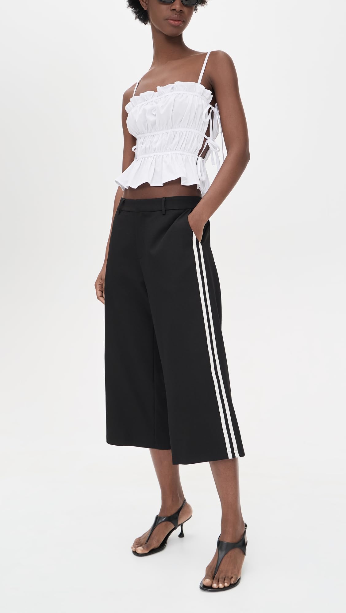 Lioness Genesis Noir pant from front with tailored silhouette for office wear