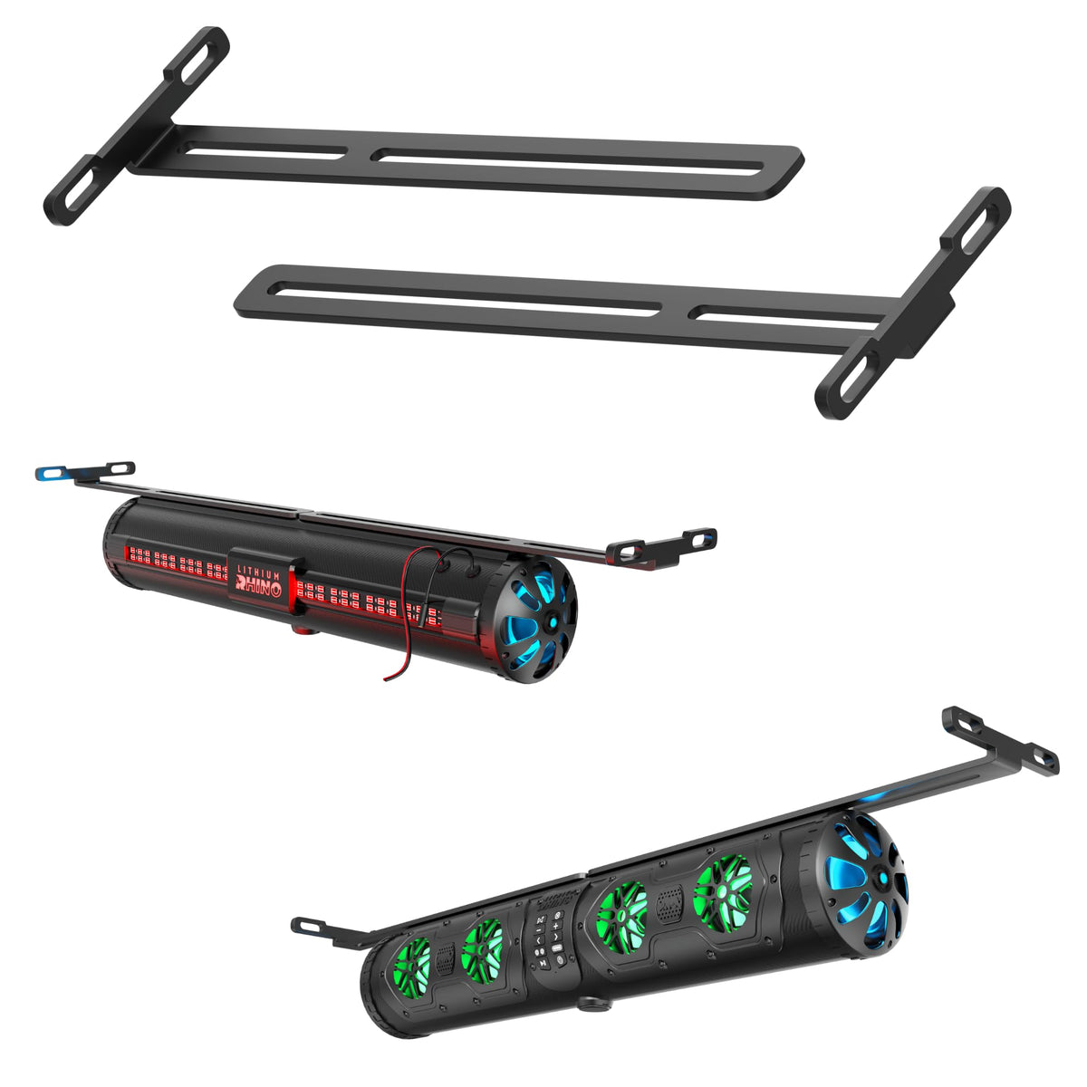 T-bracket mounting provides flexible, adjustable positioning on a golf cart course