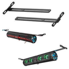 T-bracket mounting provides flexible, adjustable positioning on a golf cart course