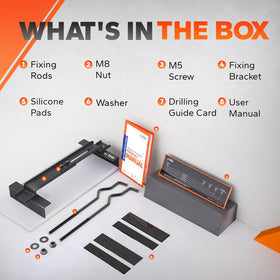 LitTime packaging includes clamps, bolts, drilling guide, silicone pads.