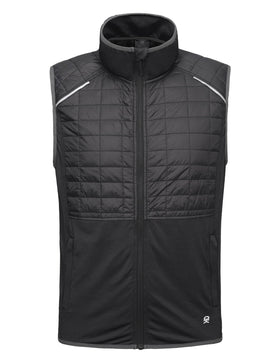 Little Donkey Andy vest back view highlights quilted panels that help trap warmth.