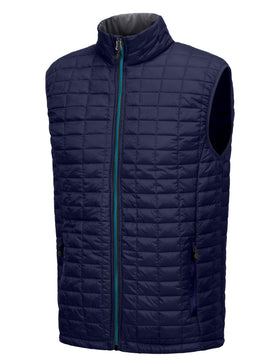 Little Donkey Andy men's puffer vest in twilight blue, front view shows streamlined warmth for outdoor adventures.