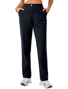 Little Donkey Andy women's golf pants full view in deep black, versatile for golf or travel.
