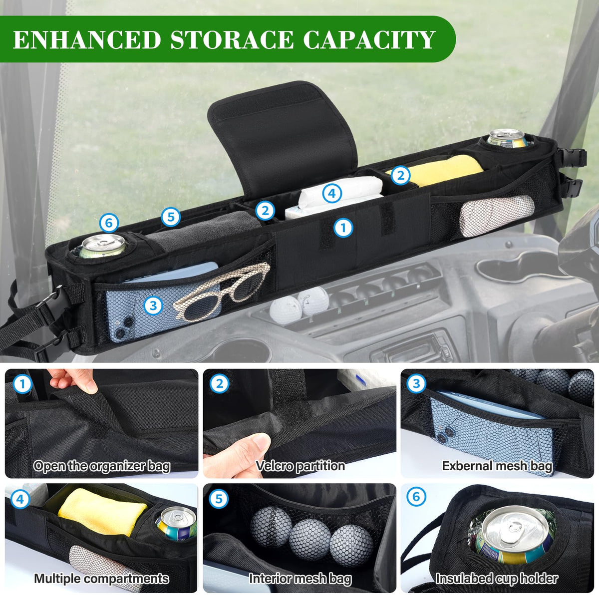 Little World front storage basket Club Car fit with no-drill install for quick upgrade.