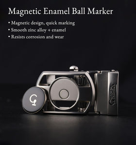 Litume magnetic enamel ball marker attached to belt for quick use.