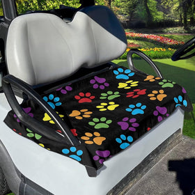 Liuqpwys Colorful Dog Paws Seat Cover back view showing snug fit and seat protection