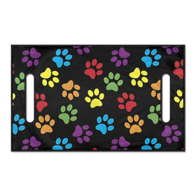 Liuqpwys Colorful Dog Paws Seat Cover front view on a two-person golf cart for protection and comfort