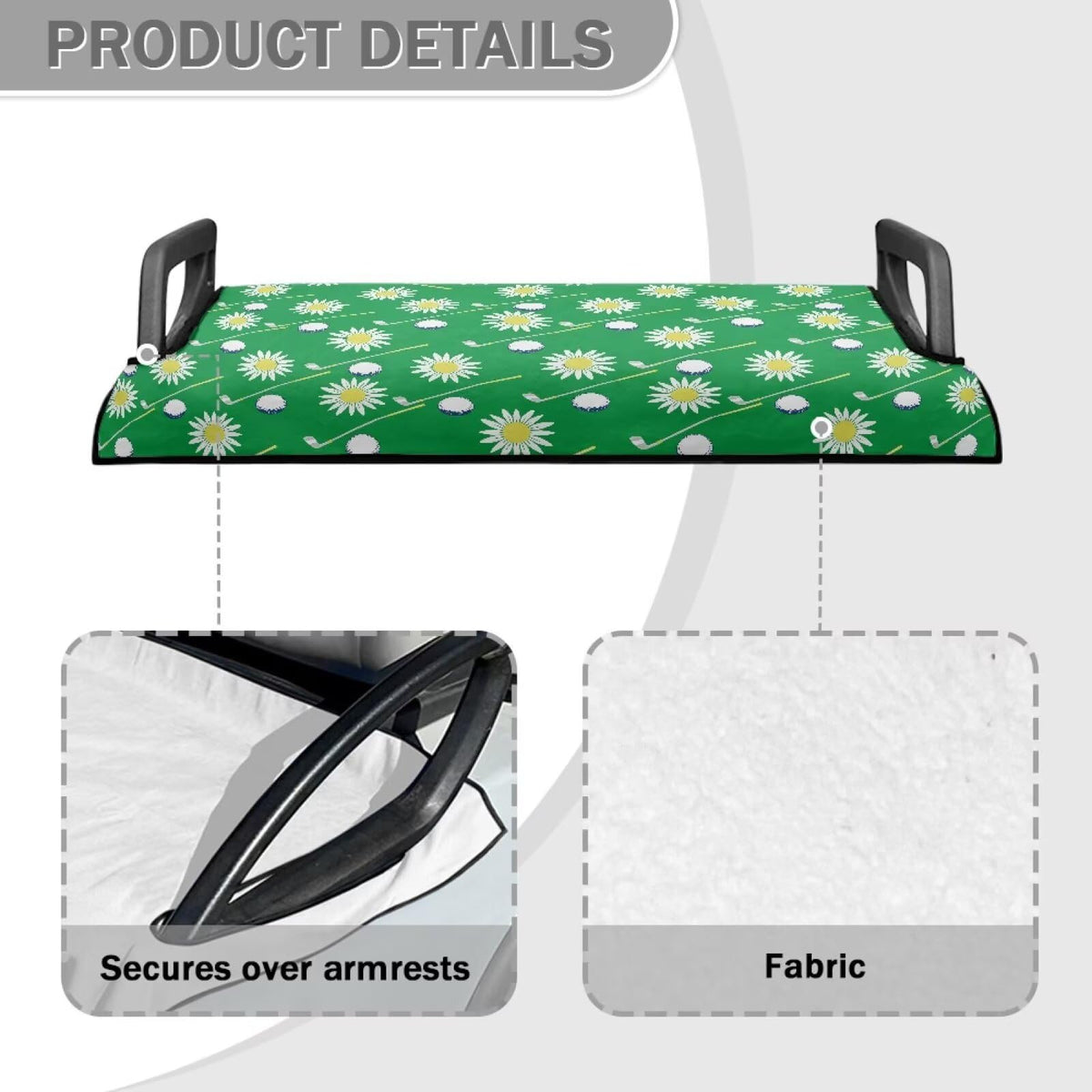 Liuqpwys Daisy golf seat cover blanket showing non-slip backside for stable seating.