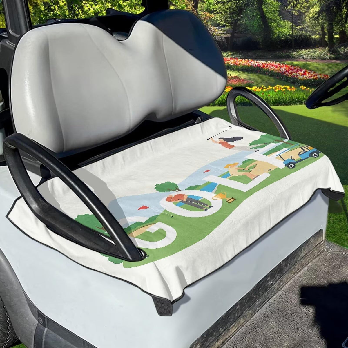 Liuqpwys quilted fabric seat cover adds soft comfort and style to the cart