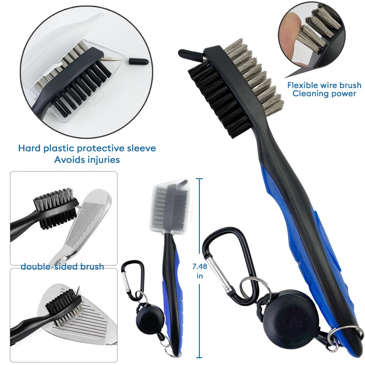 LJVOGUES Golf Club Cleaning Kit brush removes dirt from clubfaces to support smooth swings.