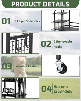 Logicexplore all-in-one golf storage with shoes, balls, and club section