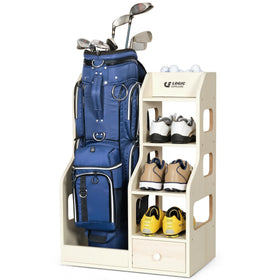 Logicexplore bottom drawer stores tees and gloves for easy reach.