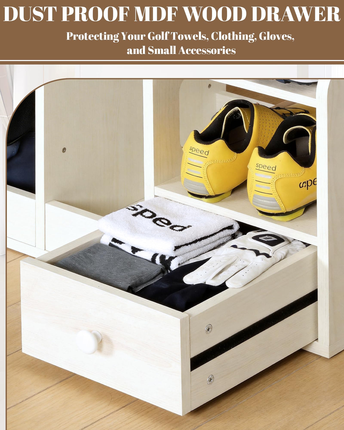 Logicexplore side shelving for shoes and accessories keeps items neatly organized.