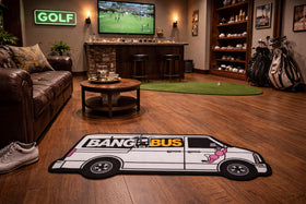 Logie Joe's Bang Bus bar setup mat adds bold style and practical surface.