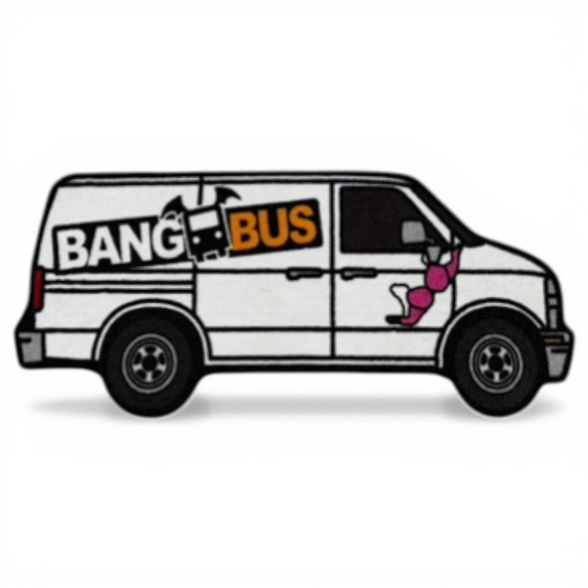 Logie Joe's Bang Bus cart mat on a golf cart for non-slip stability and quick cleanup.