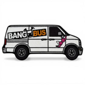 Logie Joe's Bang Bus cart mat on a golf cart for non-slip stability and quick cleanup.