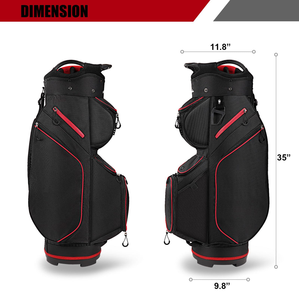 Longchao cart bag front-facing pockets provide quick access during play