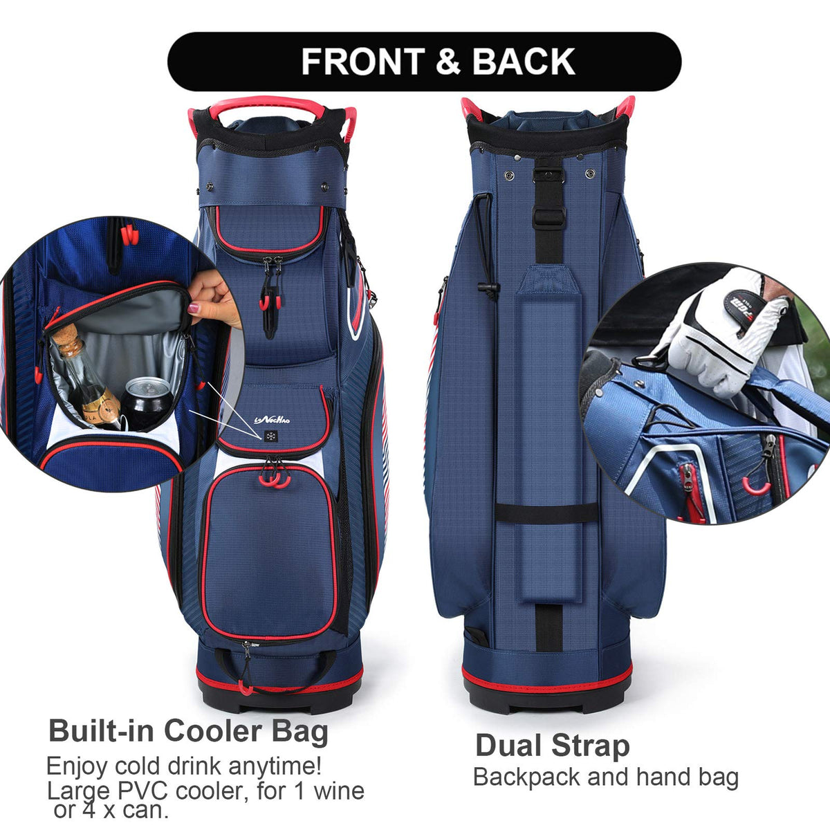 LONGCHAO eight-pocket design with zippered and mesh ball pocket
