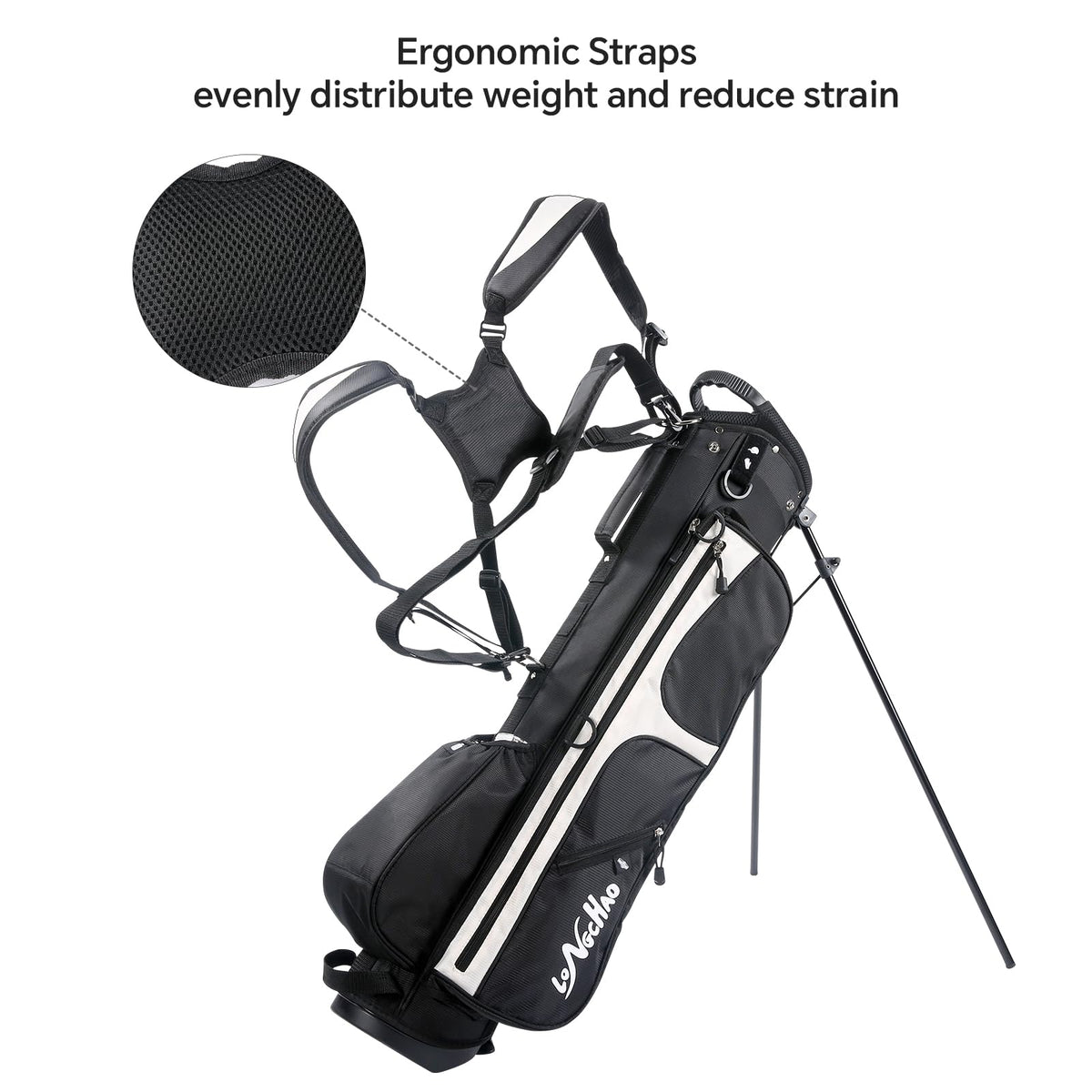 LONGCHAO golf bag foot support providing stable standing on grass