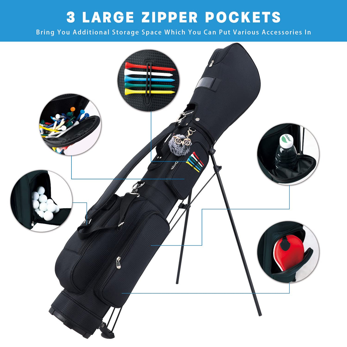 LONGCHAO golf bag with padded shoulder strap for comfortable carry