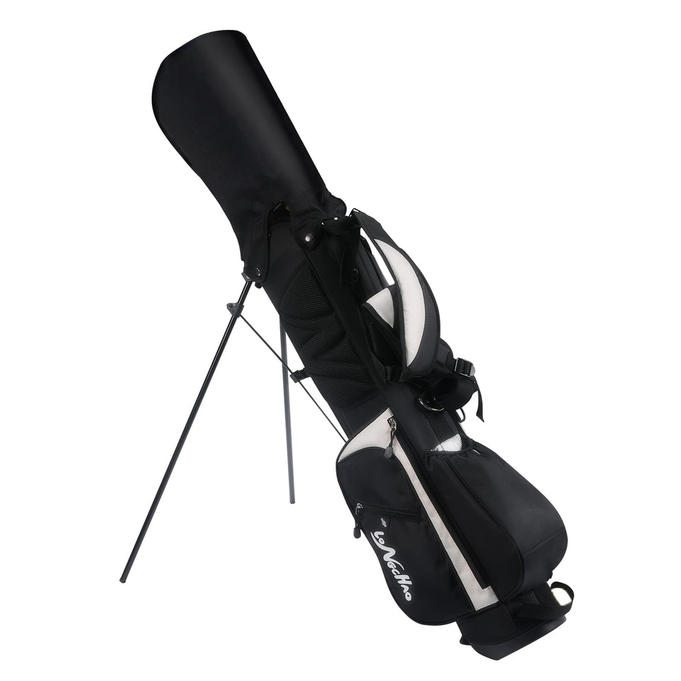 LONGCHAO golf bag stand front view highlighting a 4‑way divider