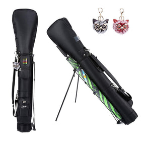 LONGCHAO golf bag with stand back view showing stable support on terrain