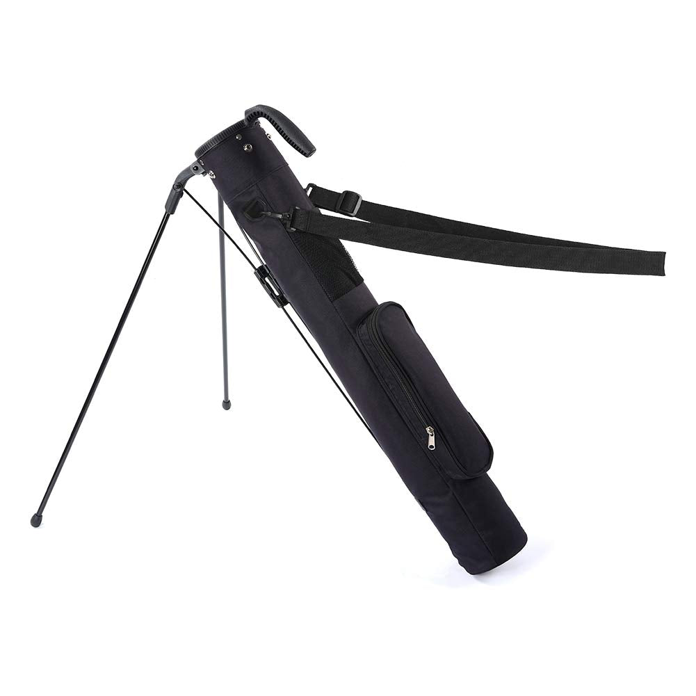 Longchao golf bag with stand deployed on grass for easy club access.