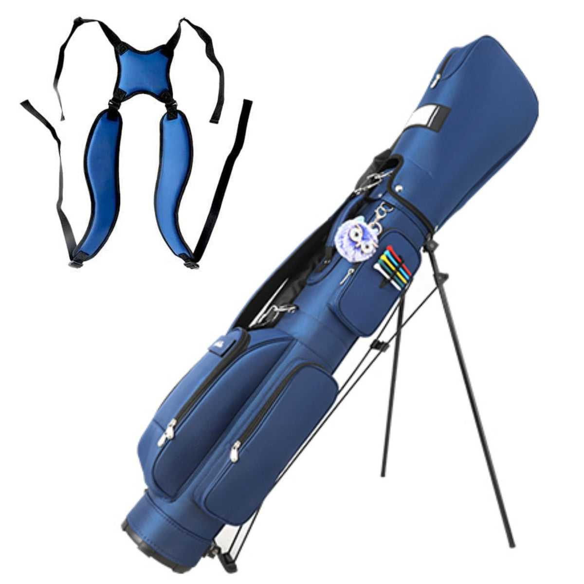 LONGCHAO Golf Bag Stand Blue Upgrade with durable frame and easy carry.