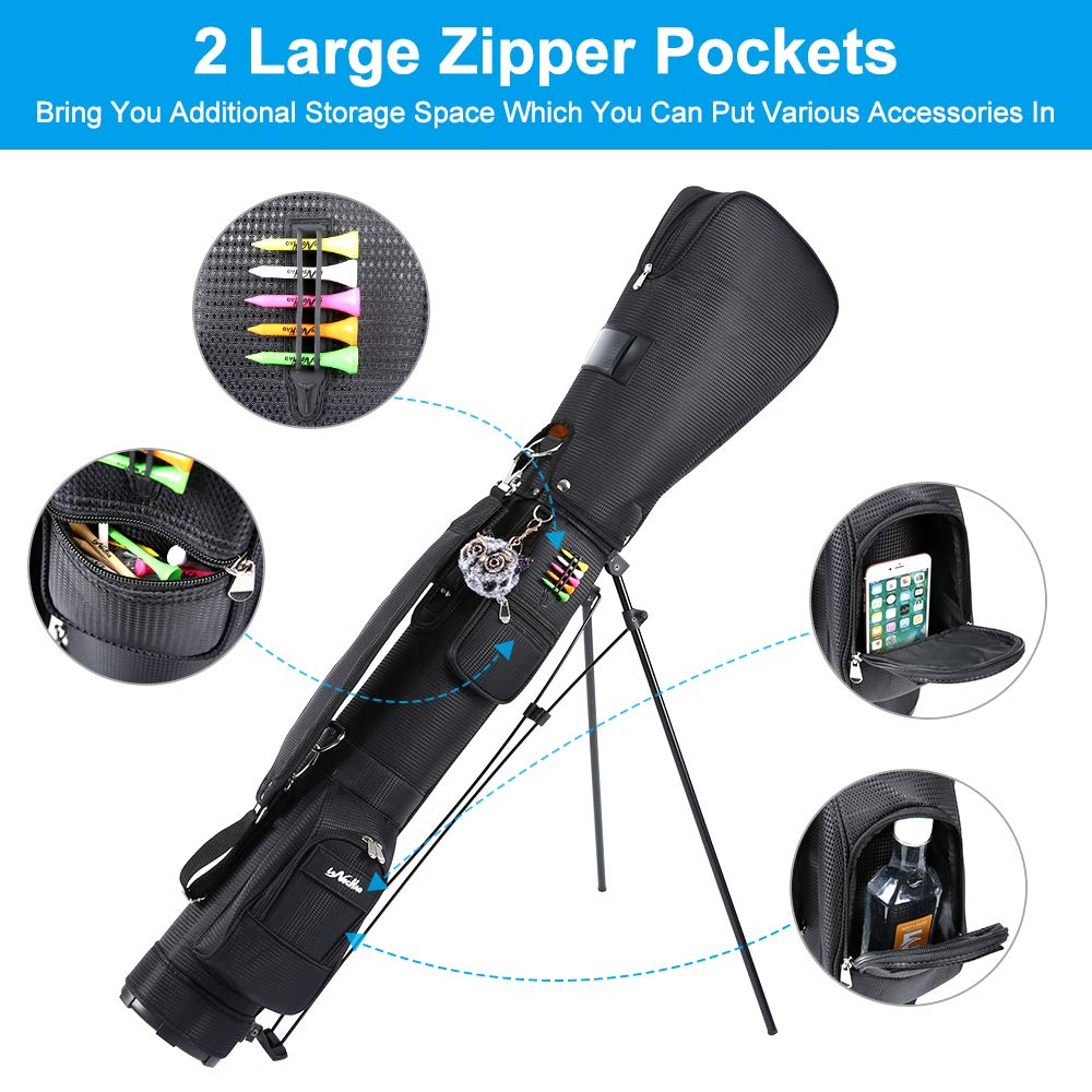 LONGCHAO golf bag with stand front pocket highlights storage capacity