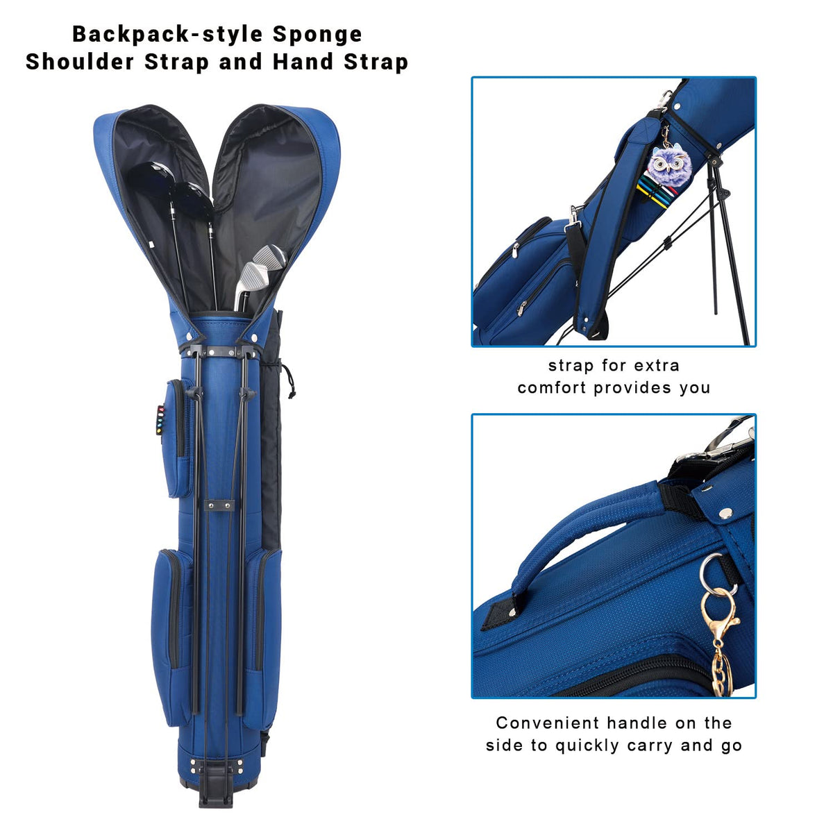 LONGCHAO Golf Bag Stand rain hood protects clubs in wet weather.