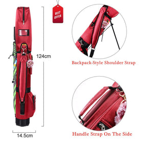 Longchao golf bag umbrella holder keeps rain gear within reach.