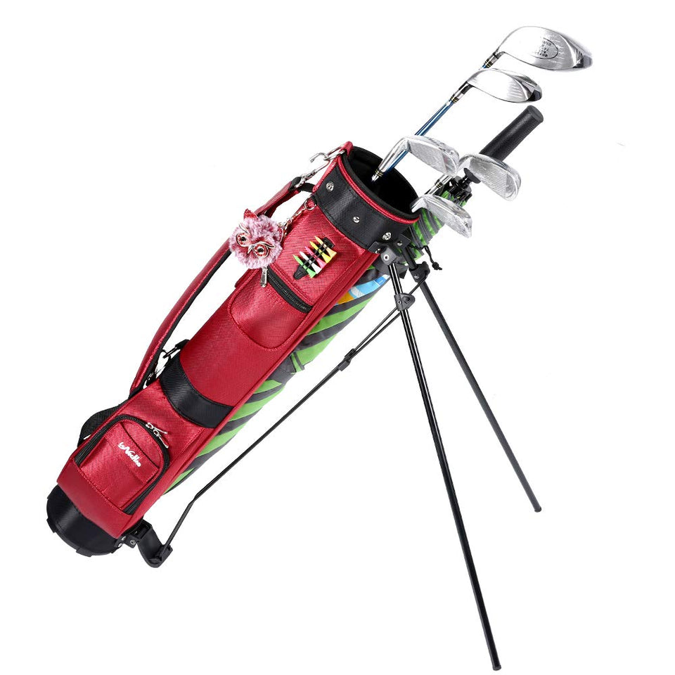 Longchao golf bag with stand front view for stable club access.