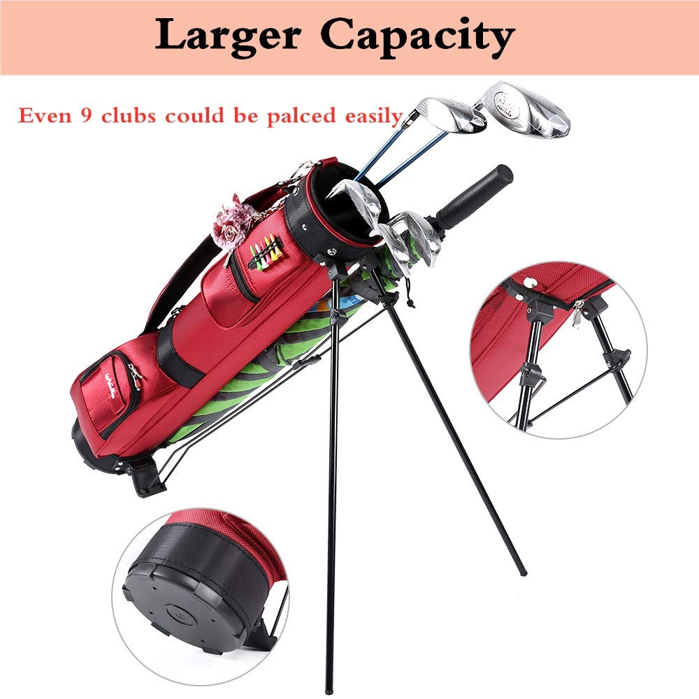 Longchao golf bag with stand side view showing compact profile.