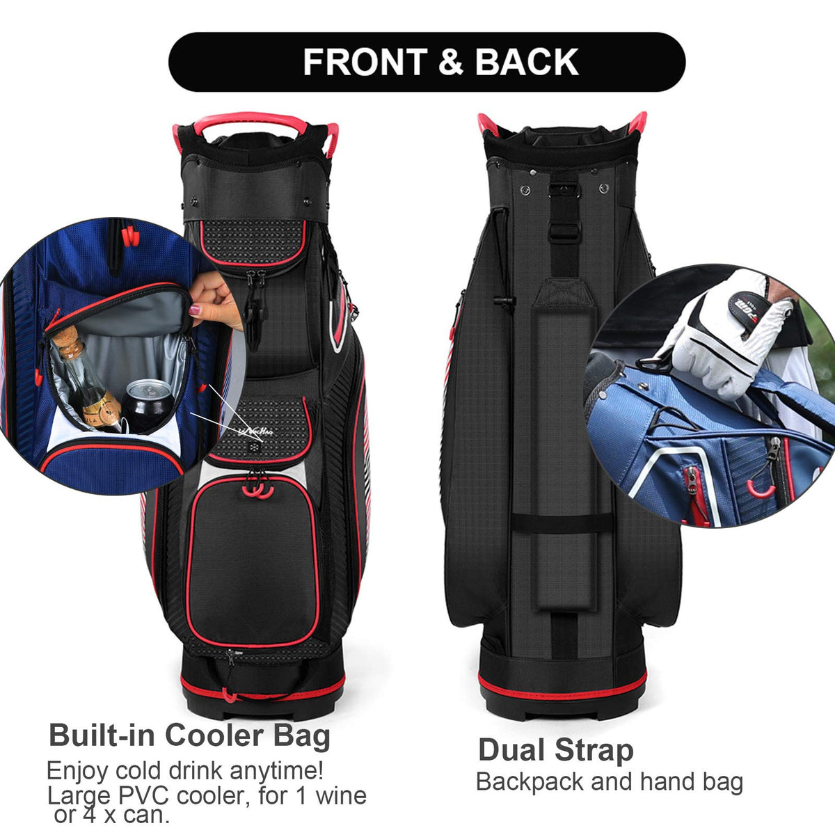 LONGCHAO bag offers 8 pockets with 7 zippers and a mesh pocket.