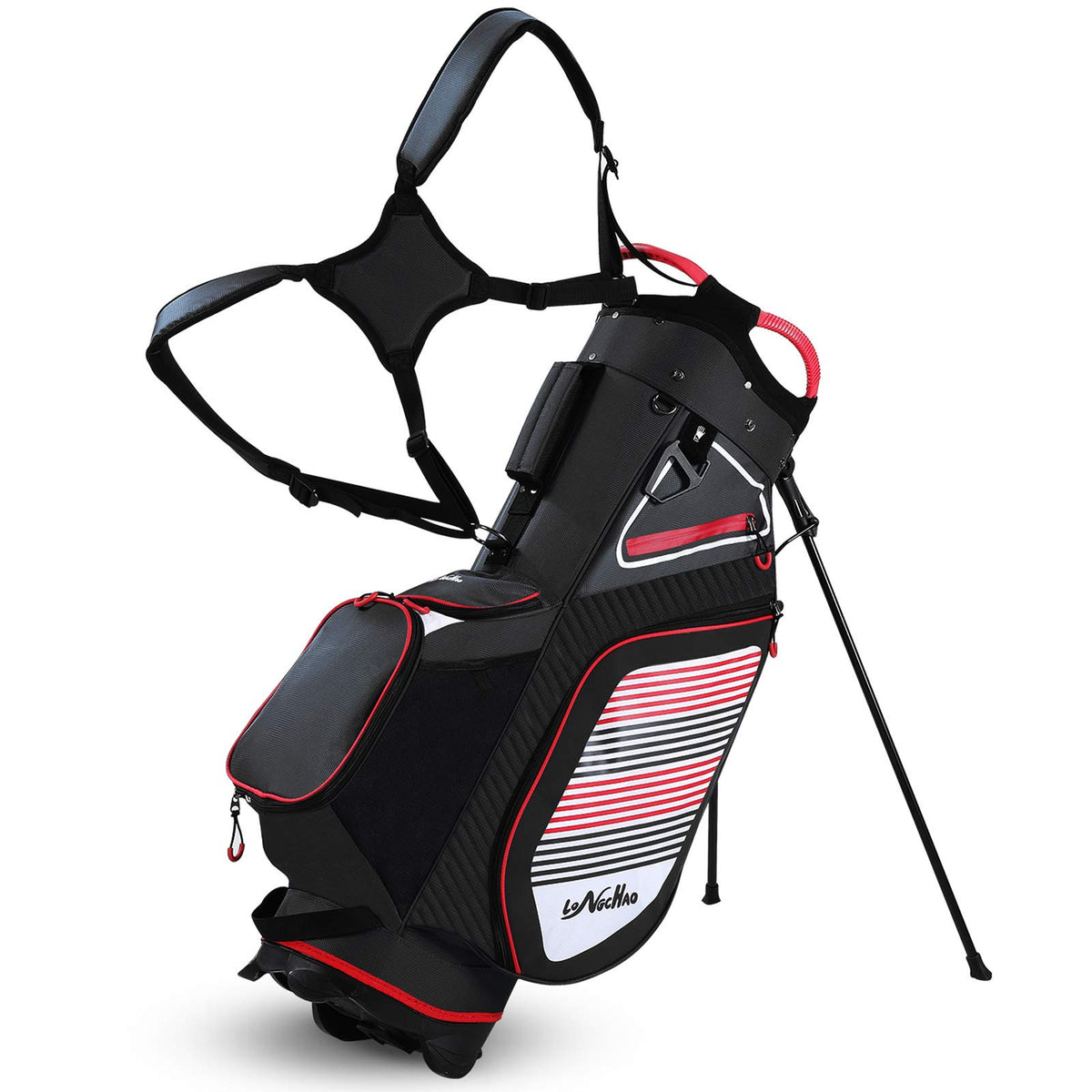 LONGCHAO golf stand bag with a 14-way top for organized clubs on the course