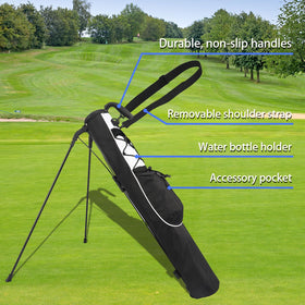LONGCHAO Golf Stand Bag Blue, side view, compact storage for essentials