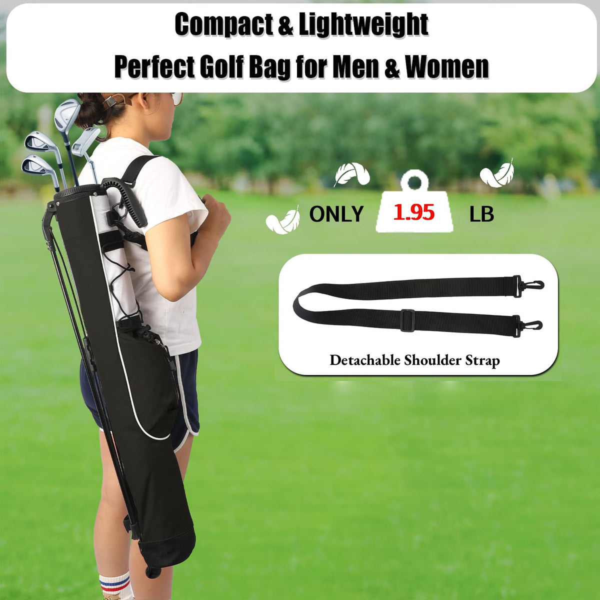 LONGCHAO Golf Stand Bag zip pocket secures valuables during play.