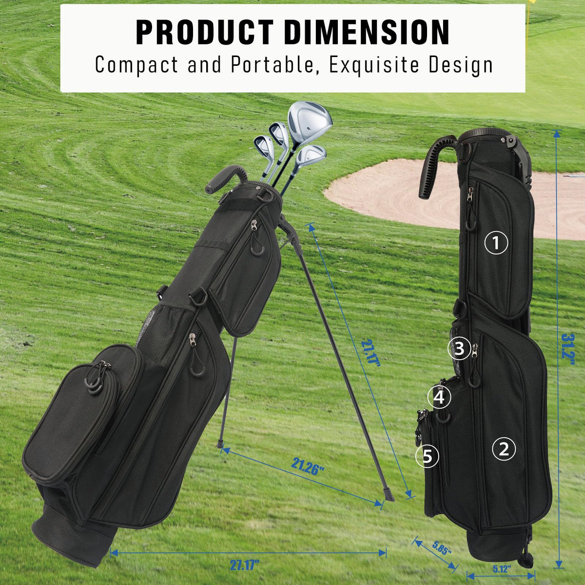 LONGCHAO Ultralight Stand Bag hang strap enables bag-on-bag setup on cart