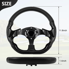 LOSCHEN chrome adapter-ready steering wheel ready for upgrade on compatible carts.