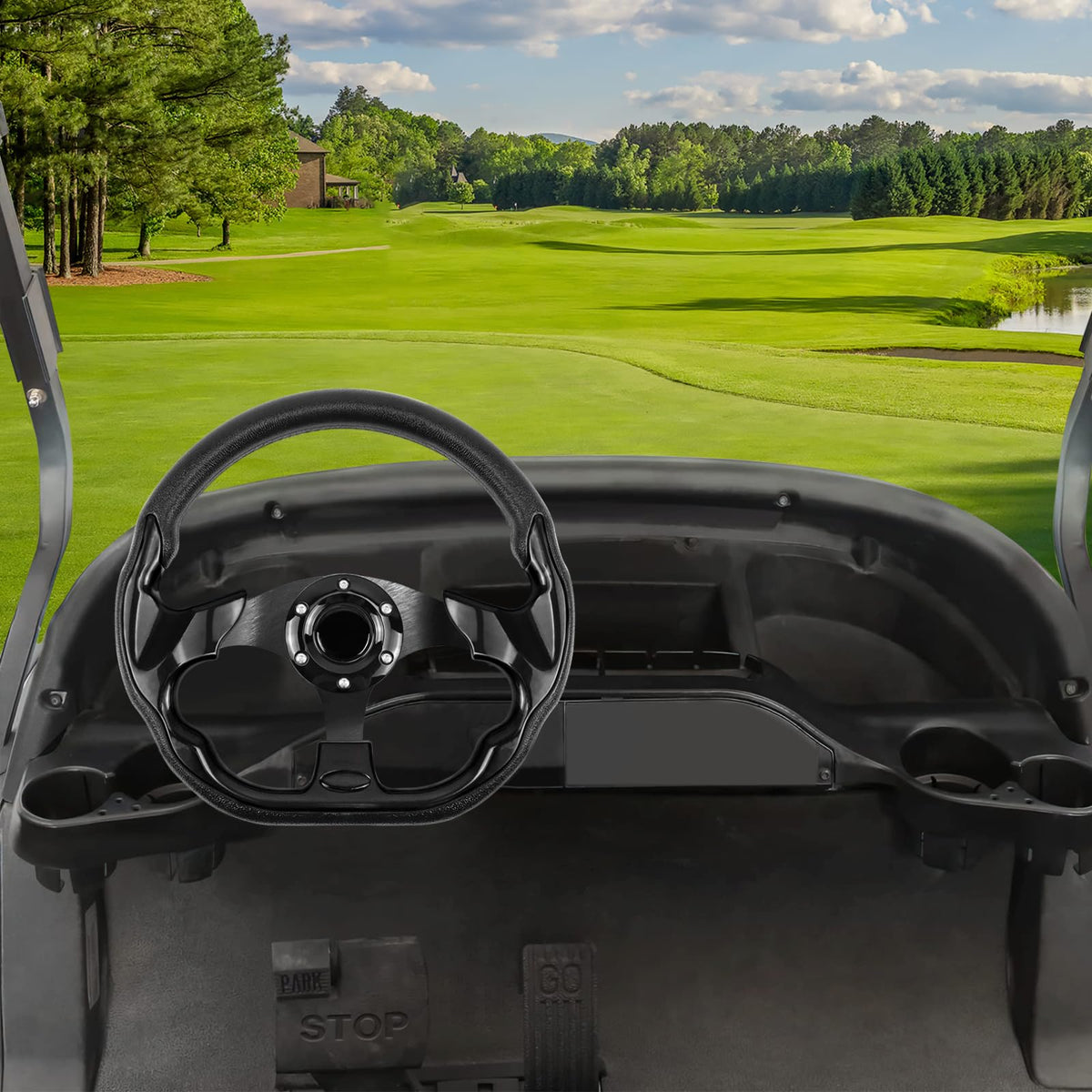 LOSCHEN ergonomic D-shaped grip provides comfortable steering during long rounds.