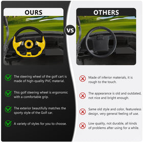 LOSCHEN yellow steering wheel featuring ergonomic grip for comfortable driving.