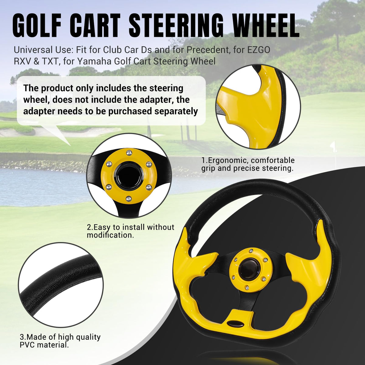 LOSCHEN yellow steering wheel for Club Car DS and Precedent models.