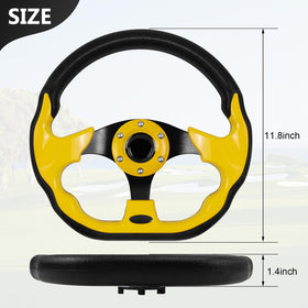 LOSCHEN yellow steering wheel designed for EZGO RXV and TXT compatibility.