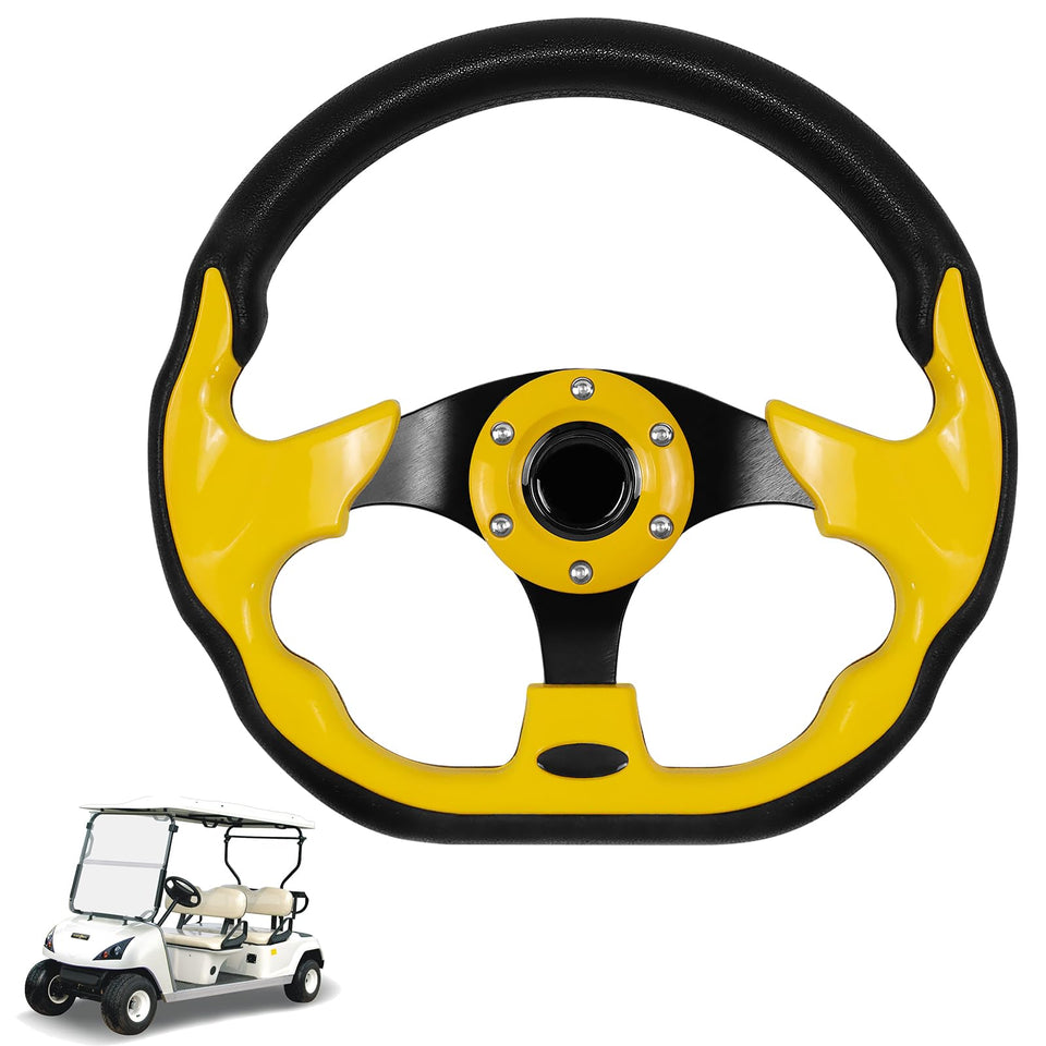 LOSCHEN yellow universal golf cart steering wheel for versatile compatibility.
