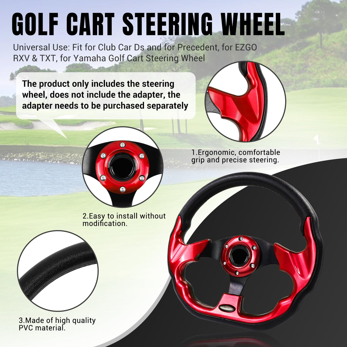 LOSCHEN red wheel compatible with EZGO RXV/TXT improves cart control