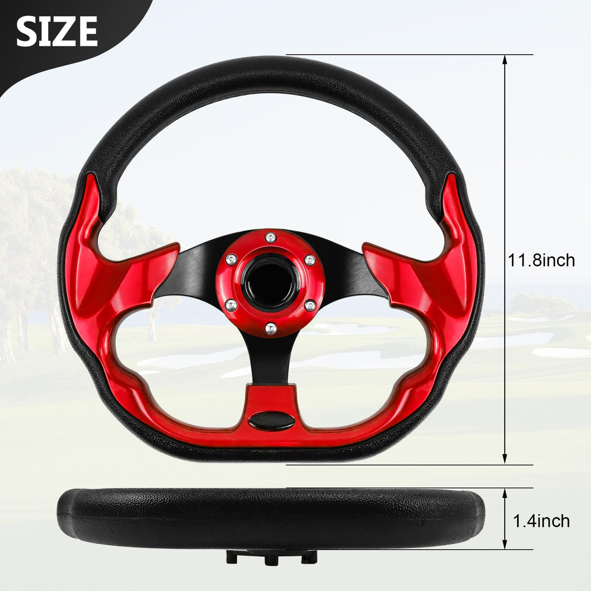 LOSCHEN red wheel on Yamaha cart enhances handling and comfort