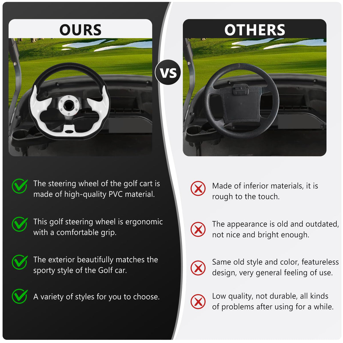 LOSCHEN golf steering wheel Yamaha fit delivers ergonomic grip.