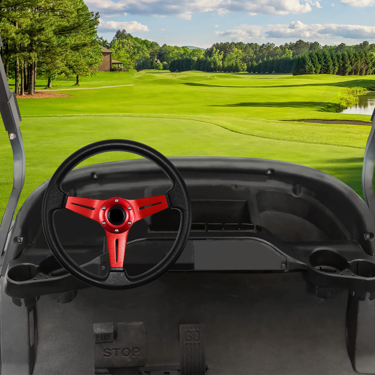 LOSCHEN ergonomic steering wheel for precise course driving.