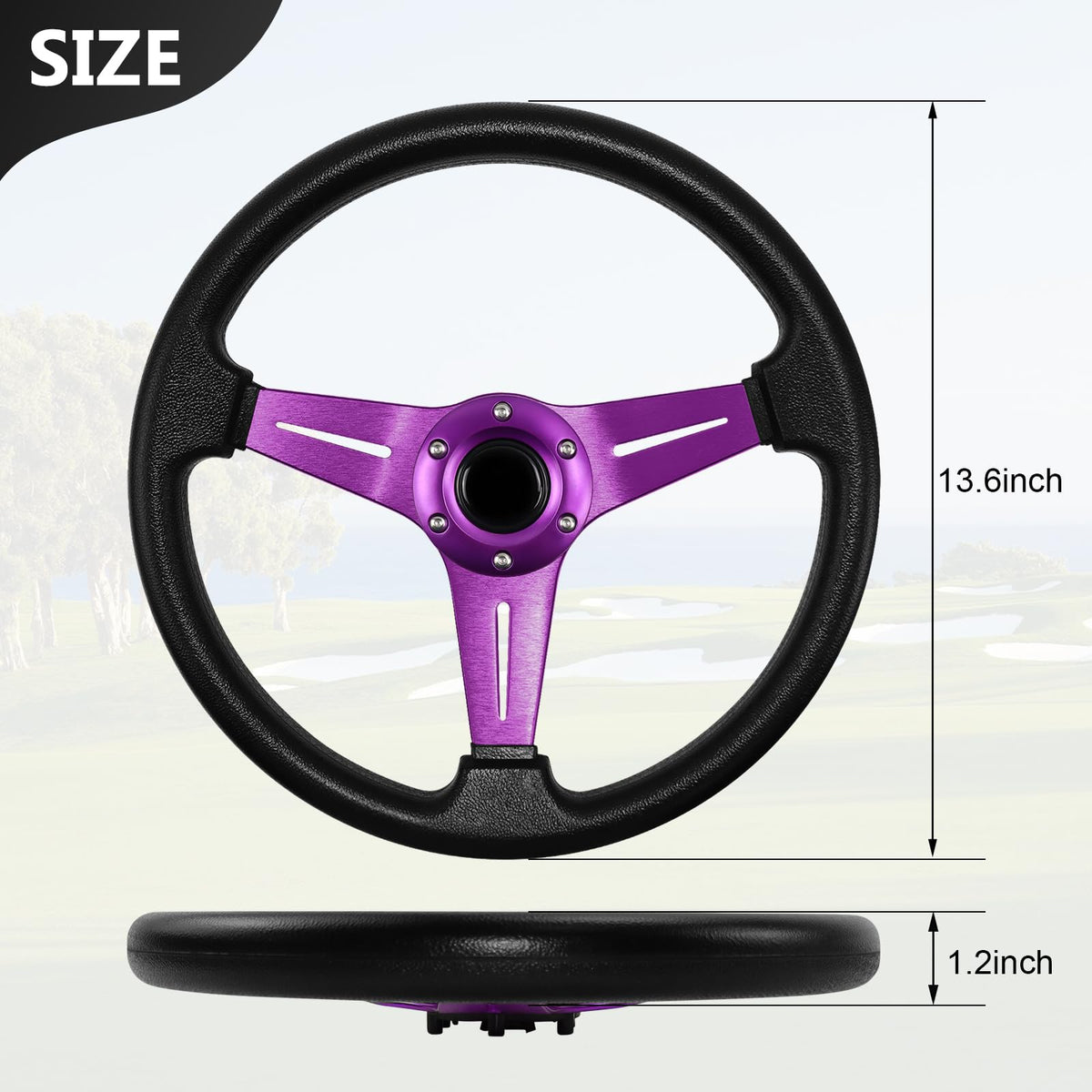  LOSCHEN universal fit steering wheel demonstrates compatibility across Club Car, EZGO, Yamaha carts