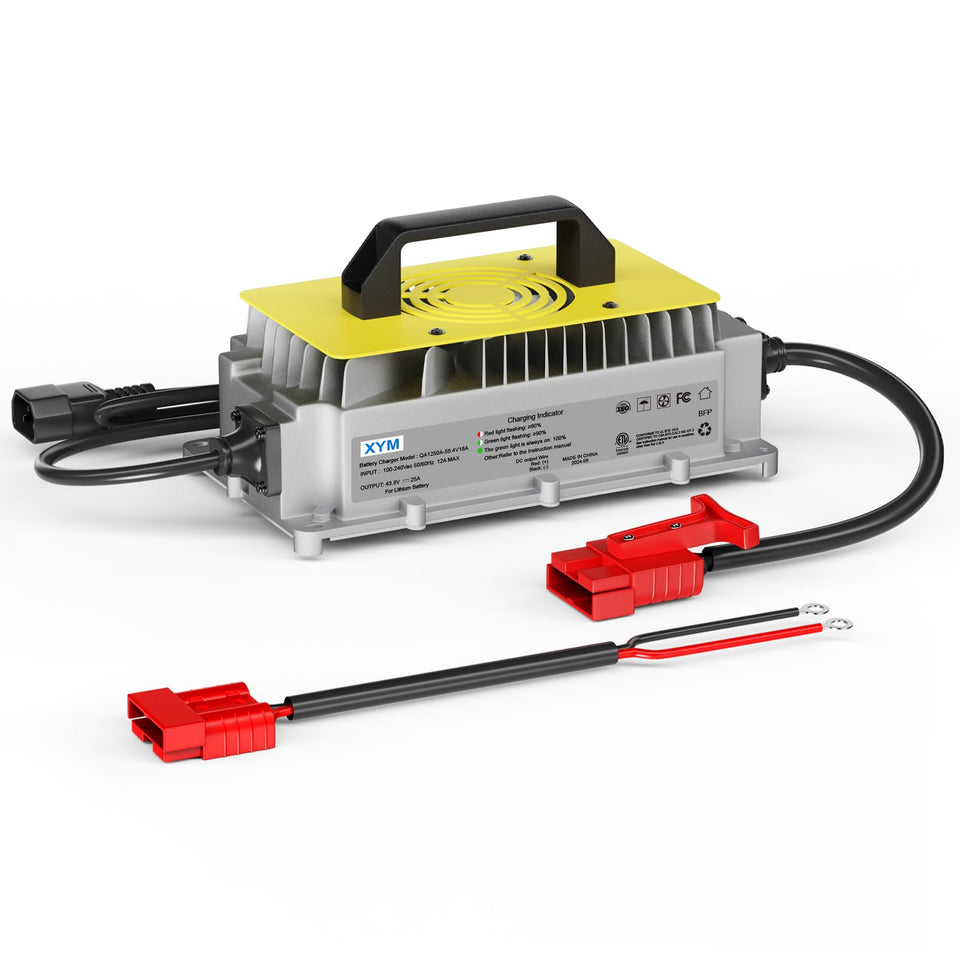 LOSSIGY 36V 25A charger front view for reliable parked charging.
